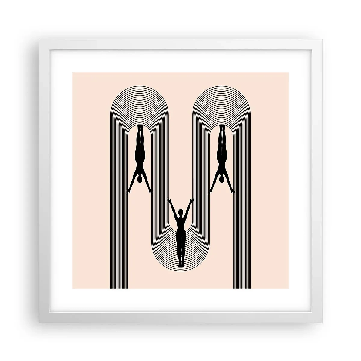 Affisch i vit ram - Upp och ner - 40x40 cm