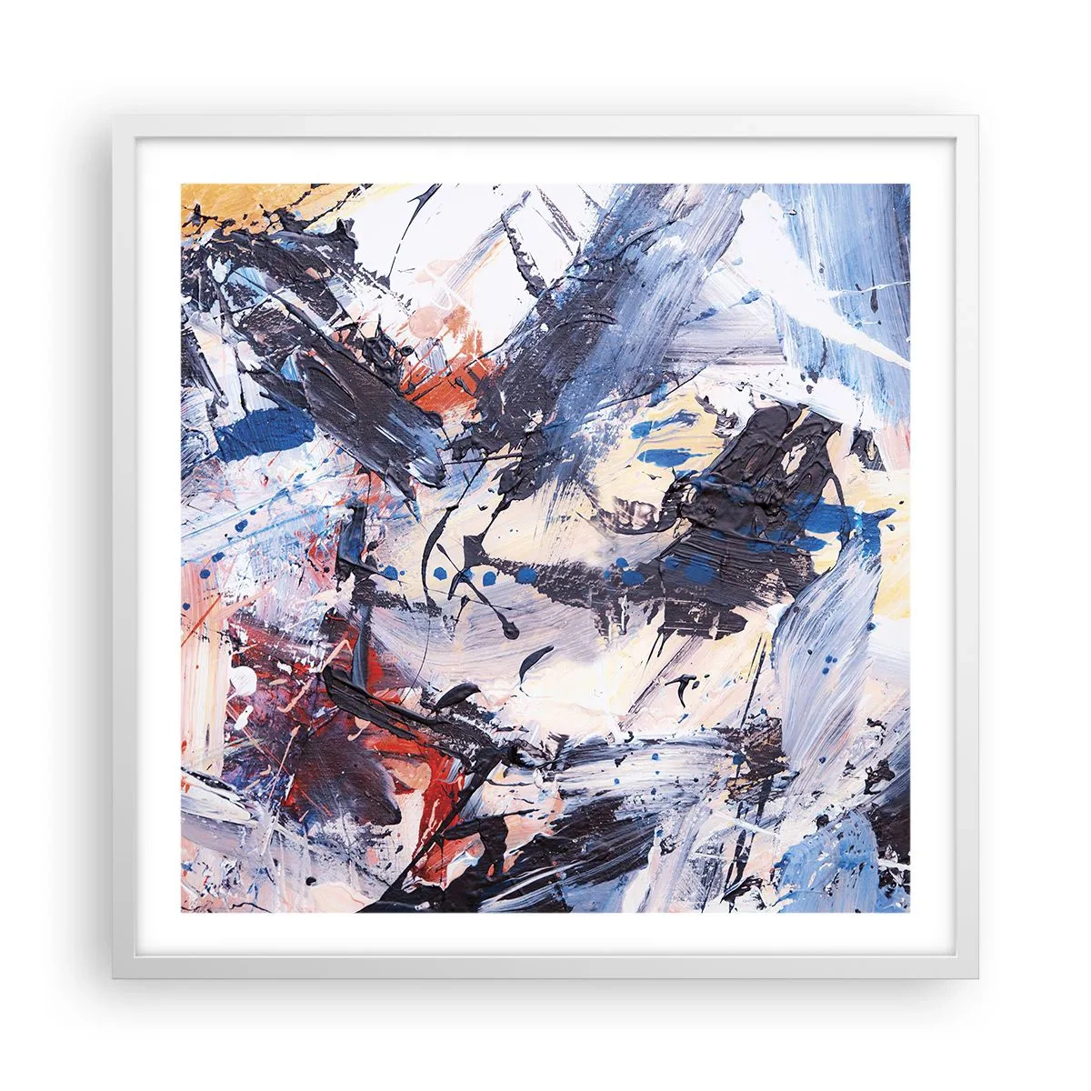 Affisch i vit ram - Abstraktionen galna dans - 60x60 cm