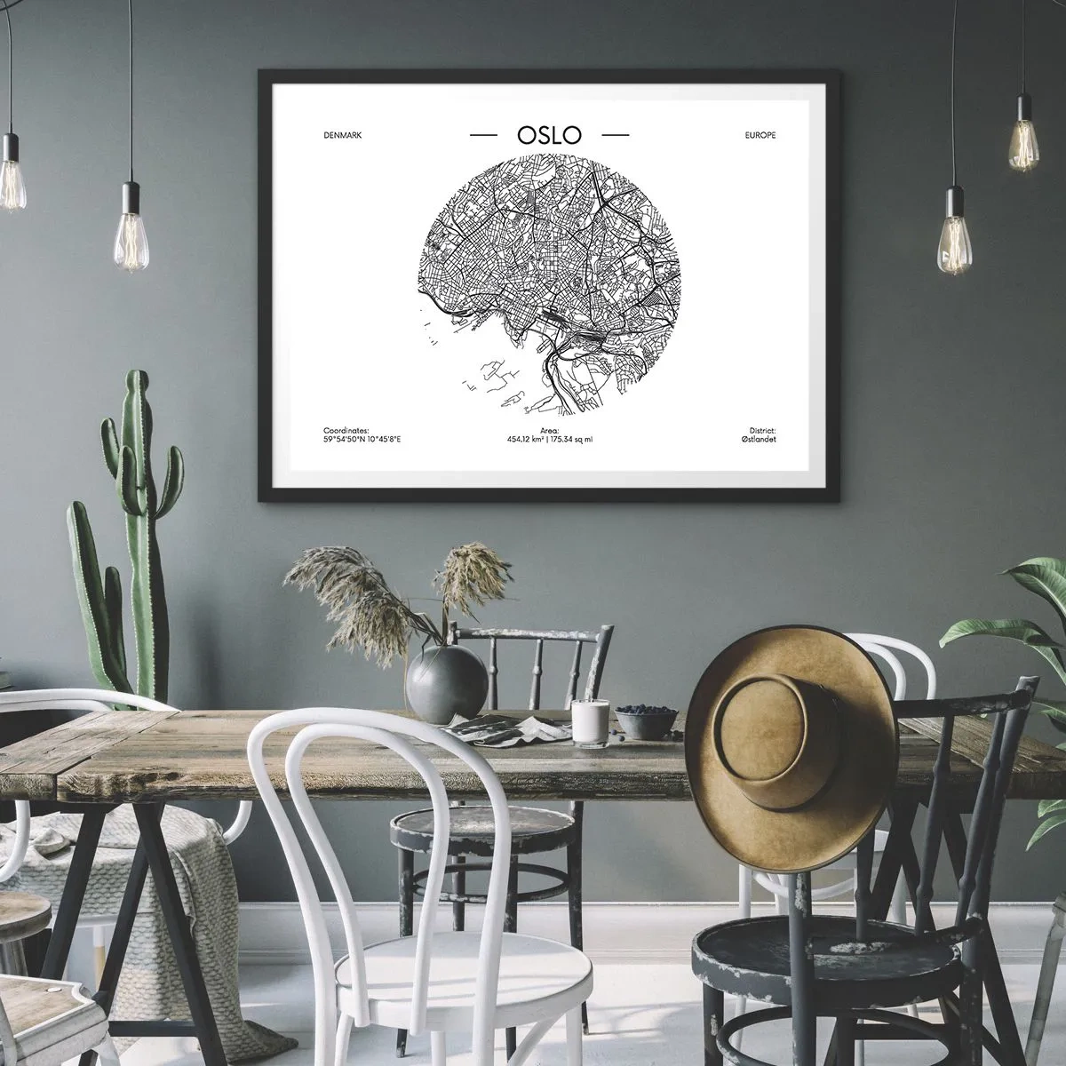 Affisch i svart ram - Oslos anatomi - 70x50 cm