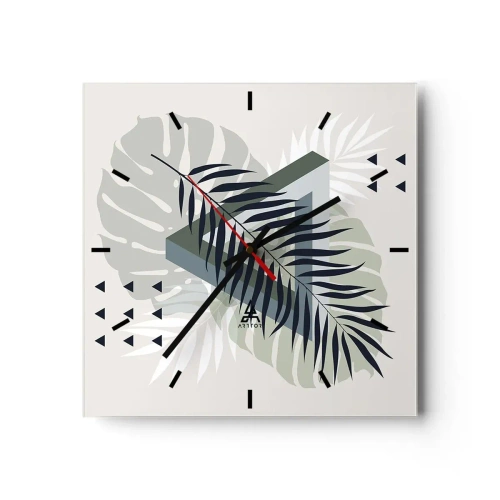 Väggklocka - Klocka på glas - Natur och geometri – två ordningar? - 30x30 cm