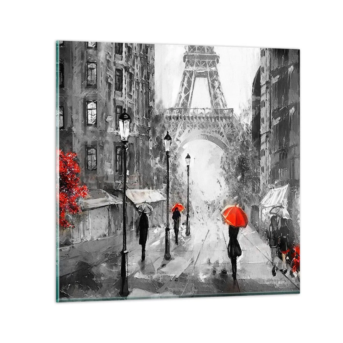 Glastavla - Bild på glas - Alla vägar leder till tornet - 70x70 cm