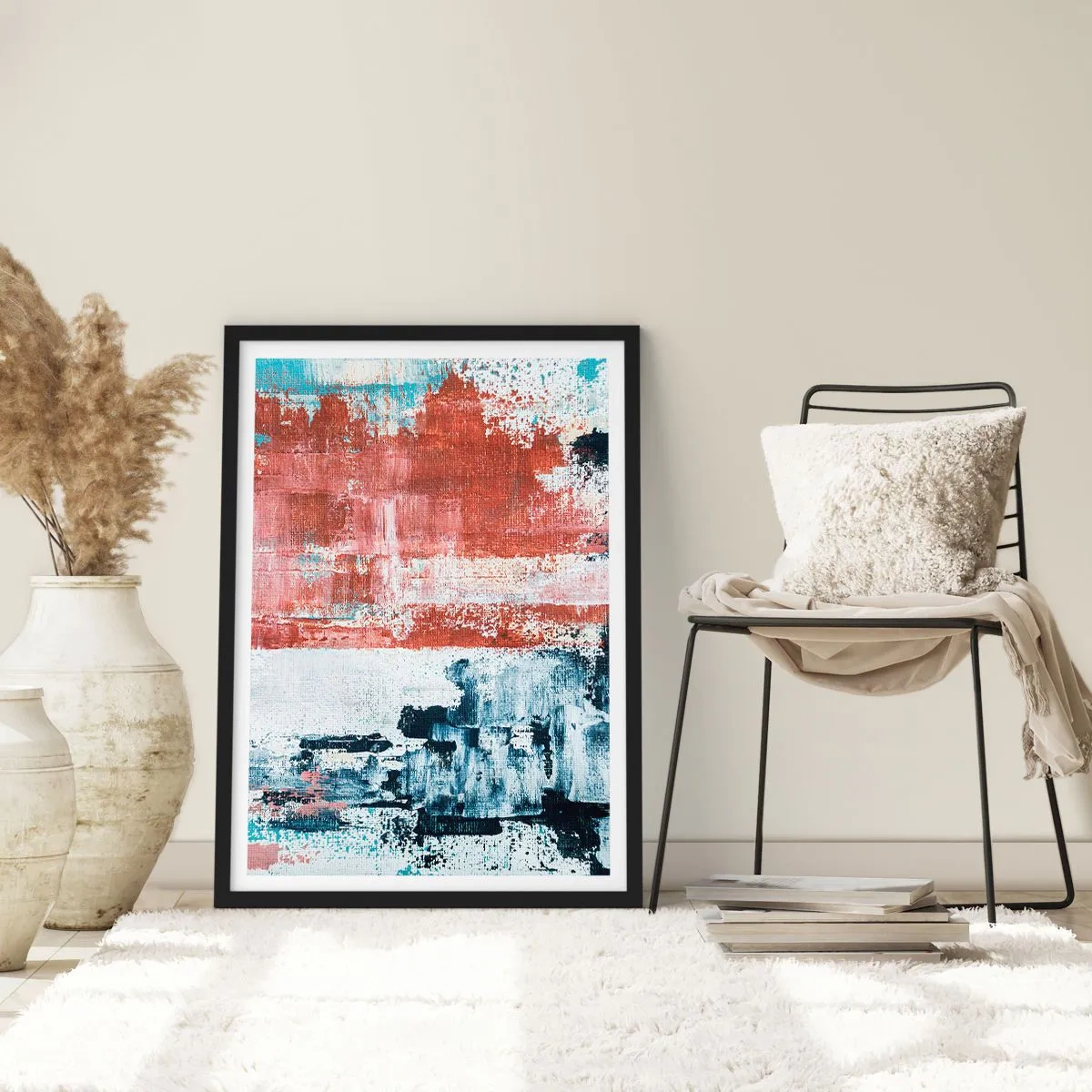 Affisch i svart ram - Abstrakt halvt om halvt - 61x91 cm