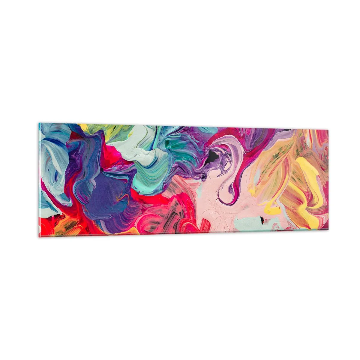 Glastavla - Bild på glas - Färgerna föds - 90x30 cm