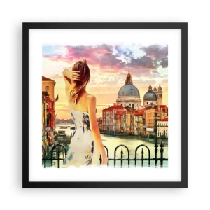 Affisch i svart ram - Äventyr endast i ... - 40x40 cm