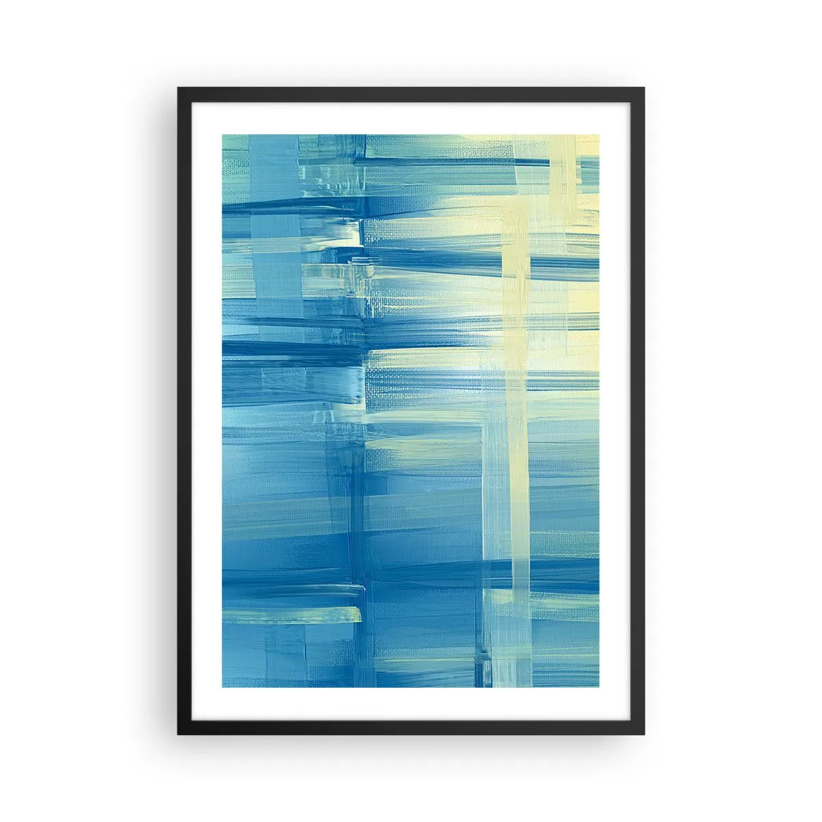 Affisch i svart ram - Abstrakt komposition i nyanser av blått och gult - 50x70cm - Komposition i turkos - Modern väggdekoration för vardagsrum och sovrum ARTTOR