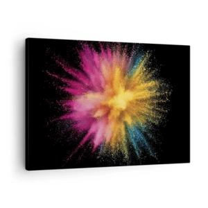 Canvastavla - Bild på duk - Färgglad pulverexplosion på svart bakgrund - 70x50cm - Färgerna föds  - Modern väggdekoration för vardagsrum och sovrum ARTTOR
