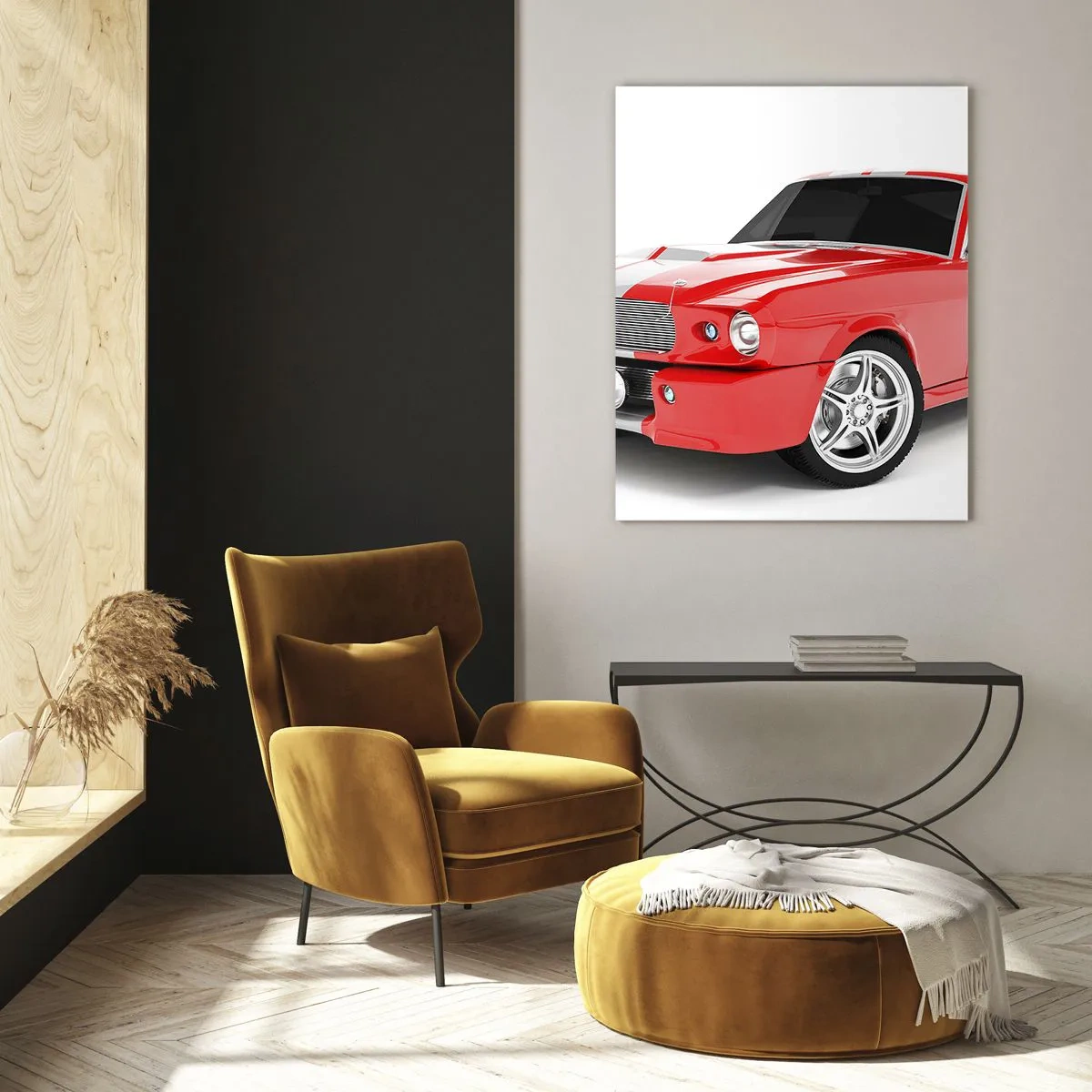 Glastavla - Bild på glas - Mustang snabb som vinden - 50x70 cm