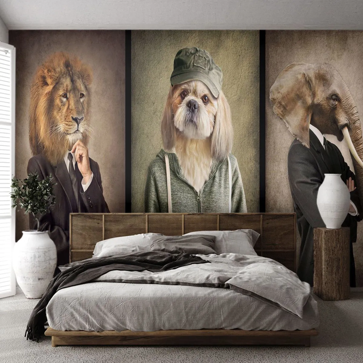 Självhäftande Fototapet Deluxe Sticker - Jag föredrar avslappnad stil - Abstraktion, Lejon, Hund - 250x175 cm