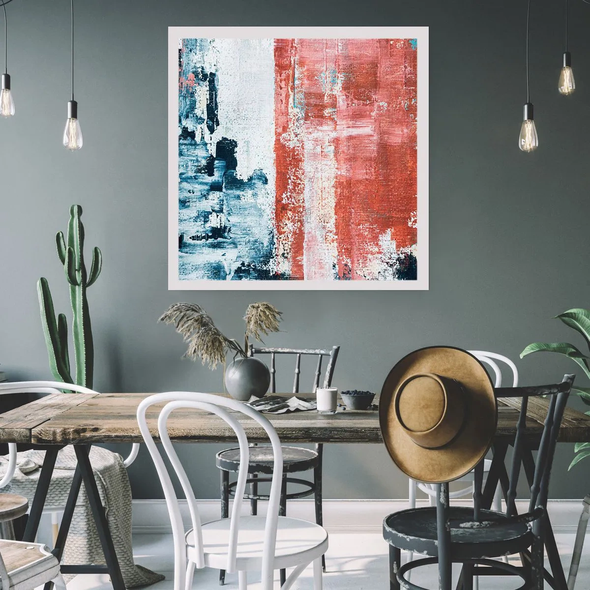 Affisch - Abstrakt halvt om halvt - 60x60 cm