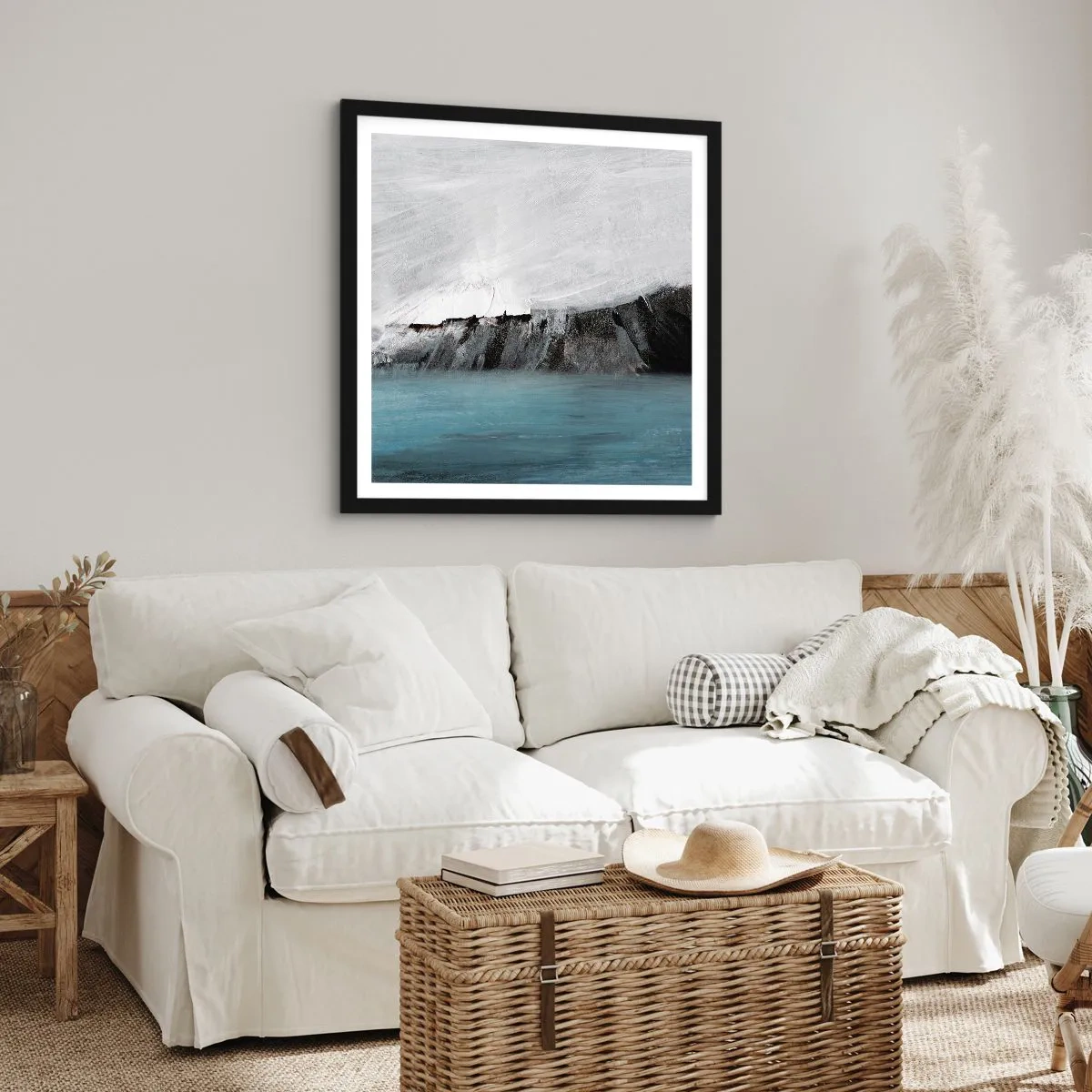 Affisch i svart ram - Vatten - jord: en krock mellan elementen - 50x50 cm