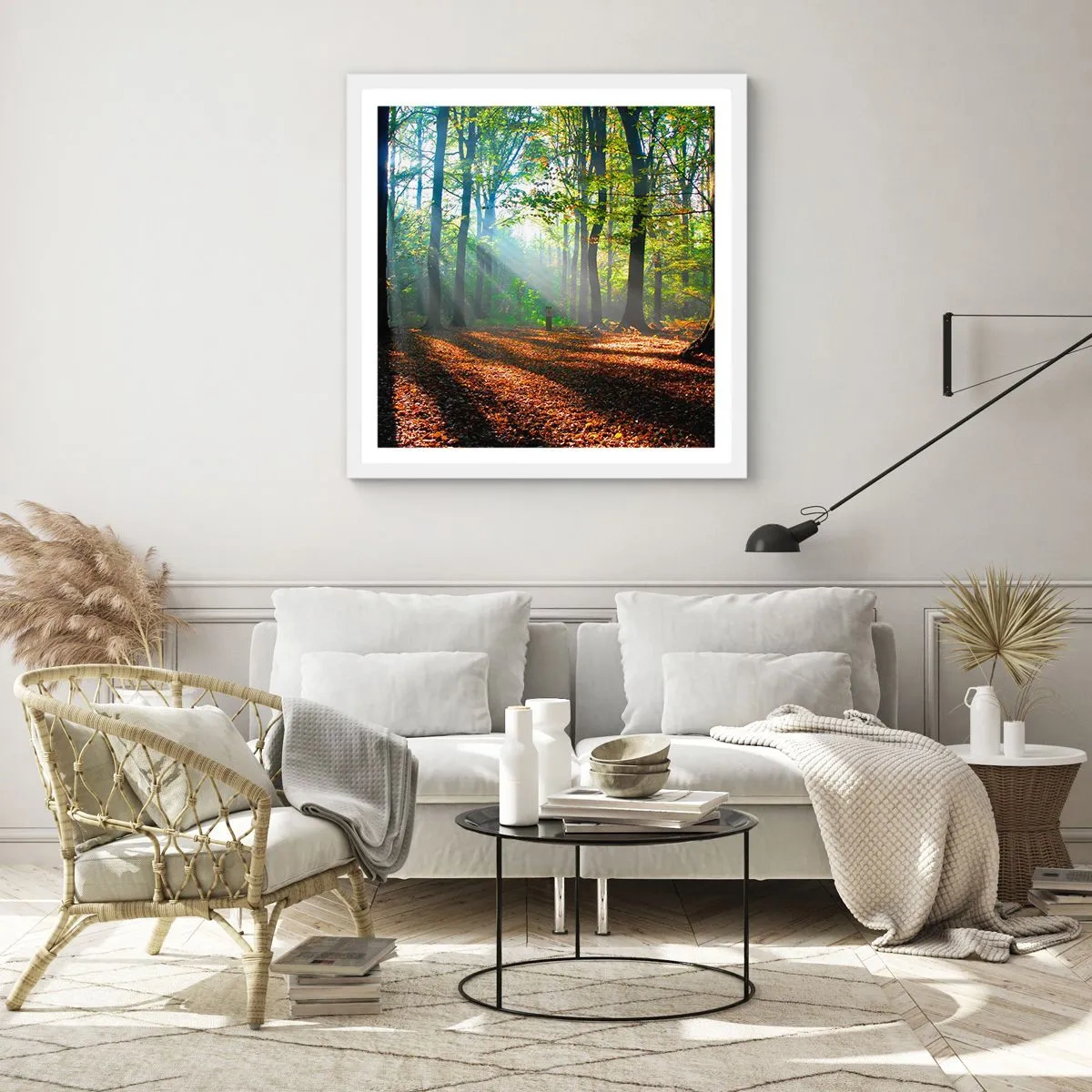 Affisch i vit ram - Sken-och skuggspel - 40x40 cm