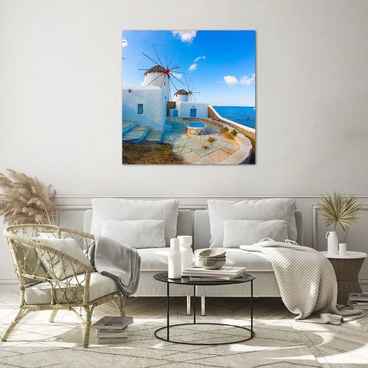 Glastavla - Bild på glas - Blåa vinden från havet - 50x50 cm