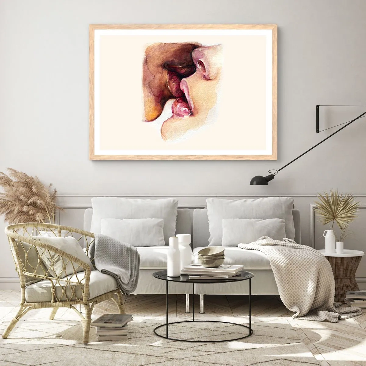 Affisch i ram av ljusek - Som dag och natt, jord och himmel - 100x70 cm