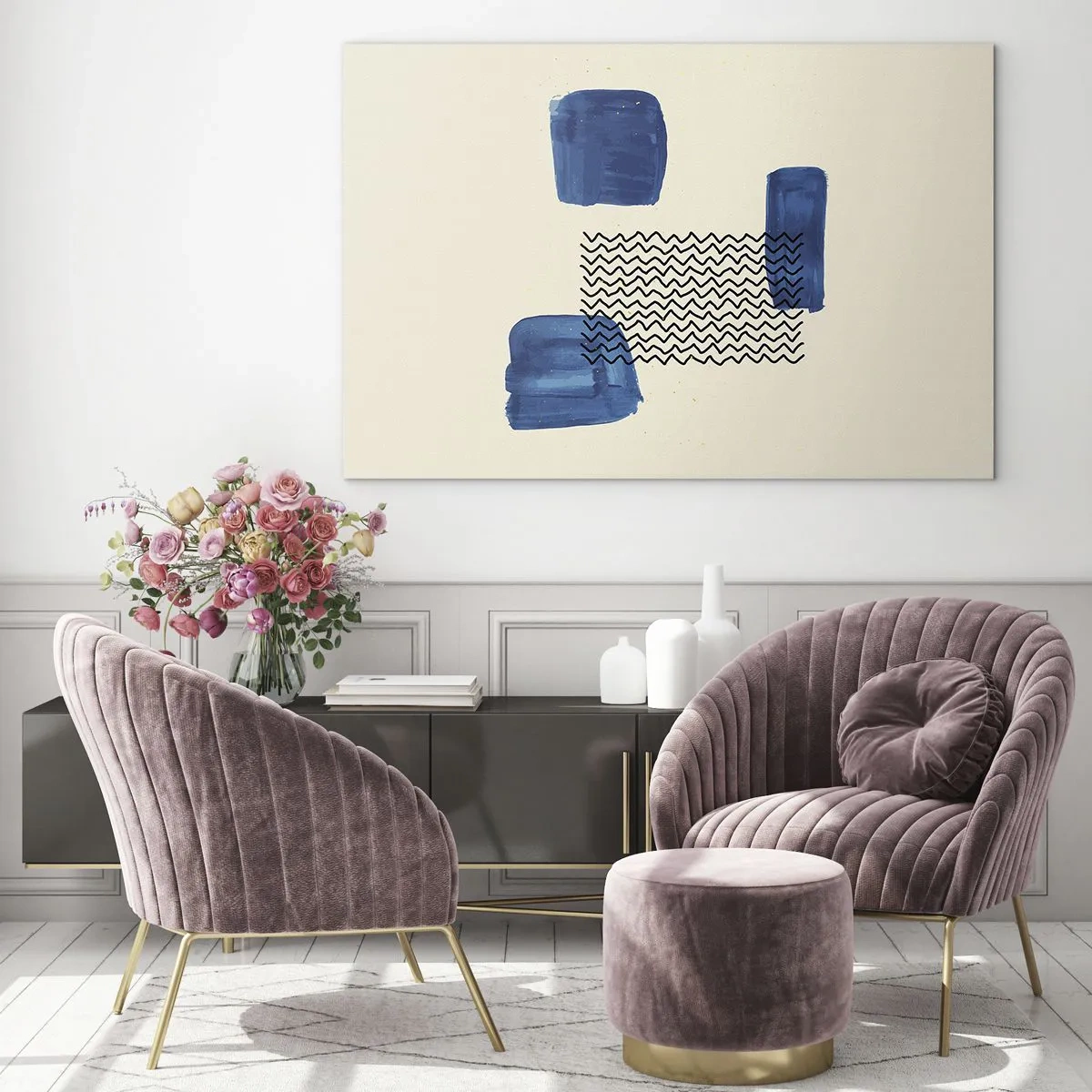 Glastavla - Bild på glas - Abstrakt kvartett - 120x80 cm