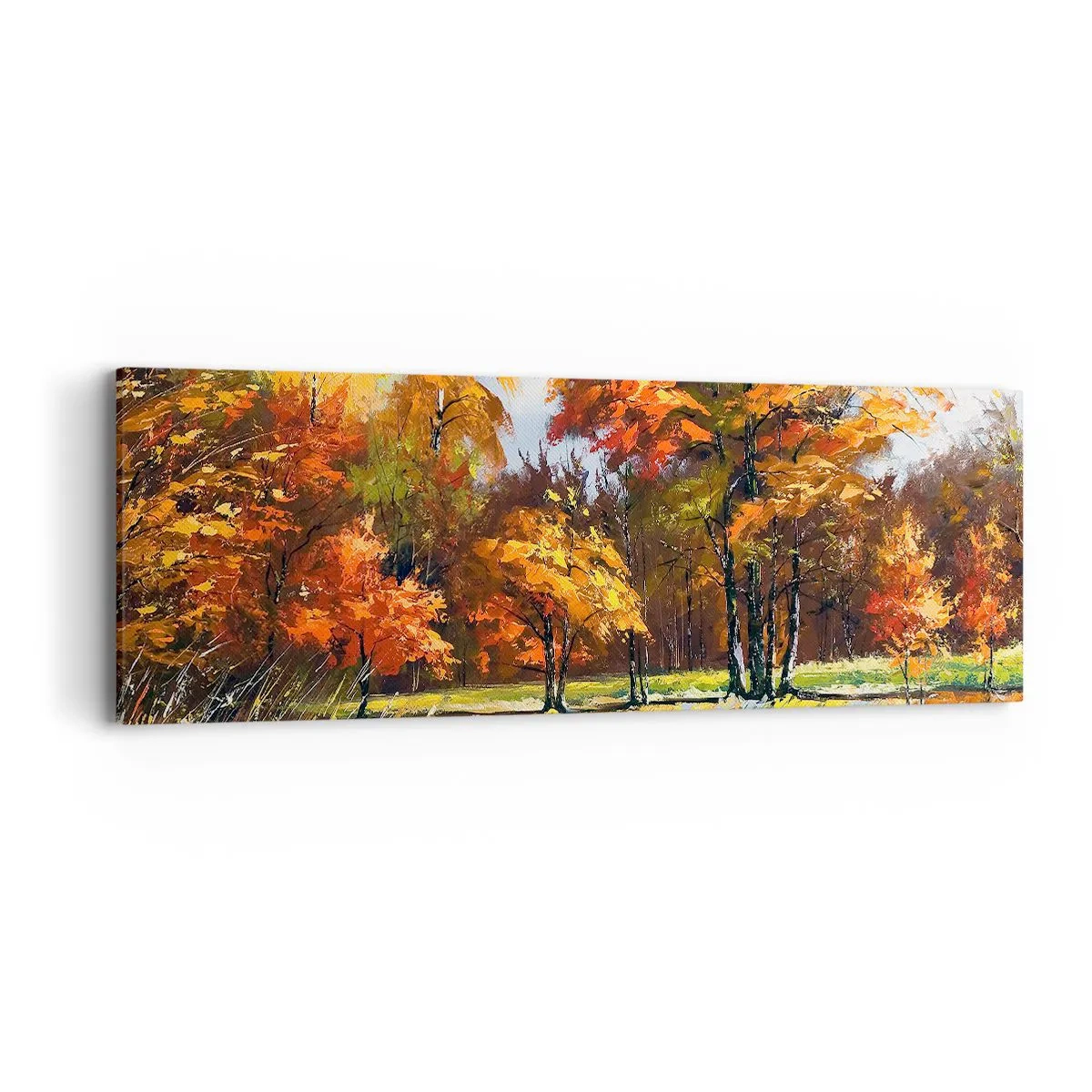 Canvastavla - Bild på duk - Landskap i guld och brons - 90x30 cm