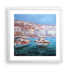 Affisch i vit ram - Italiensk vik - 40x40 cm