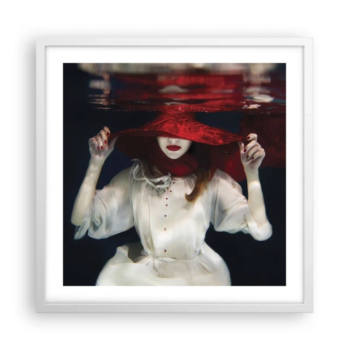 Affisch i vit ram - Konstig fru - 50x50 cm