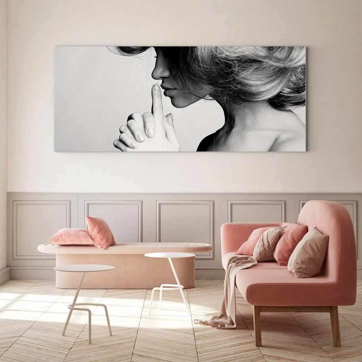 Glastavla - Bild på glas - Lyssnar på sig själv - 100x40 cm