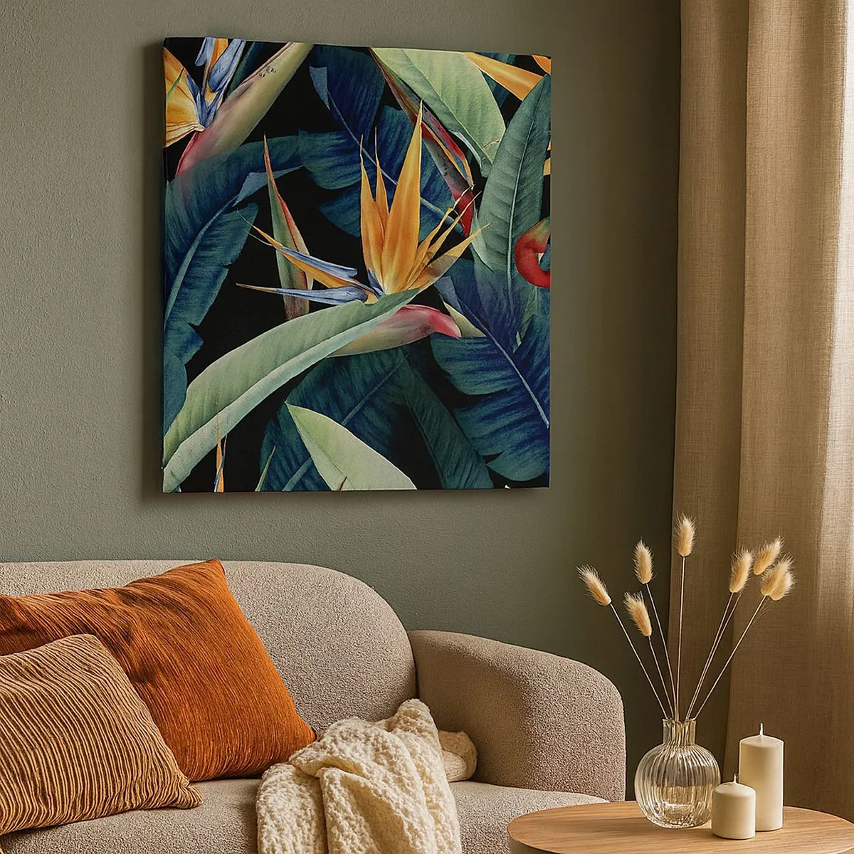 Canvastavla - Bild på duk - Tropikens brinnande blommor - 30x30 cm