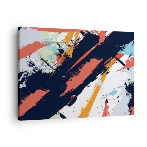 Canvastavla - Bild på duk - Abstrakta penseldrag i livfulla färger - 70x50cm - Dynamisk komposition - Modern väggdekoration för vardagsrum och sovrum ARTTOR