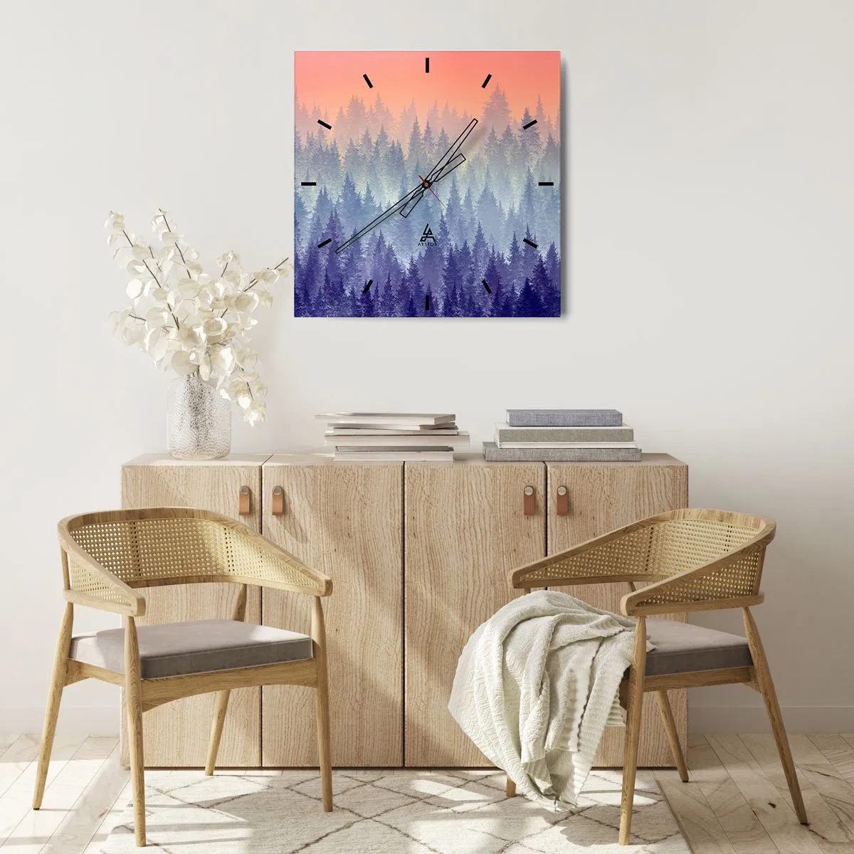 Väggklocka - Klocka på glas - Högt, högre, upp till himlen - 30x30 cm