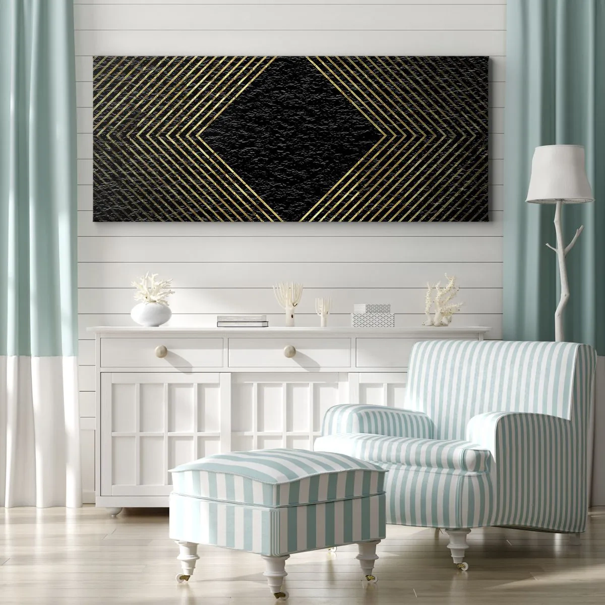 Canvastavla - Bild på duk - Geometri i glamourstil - 100x40 cm