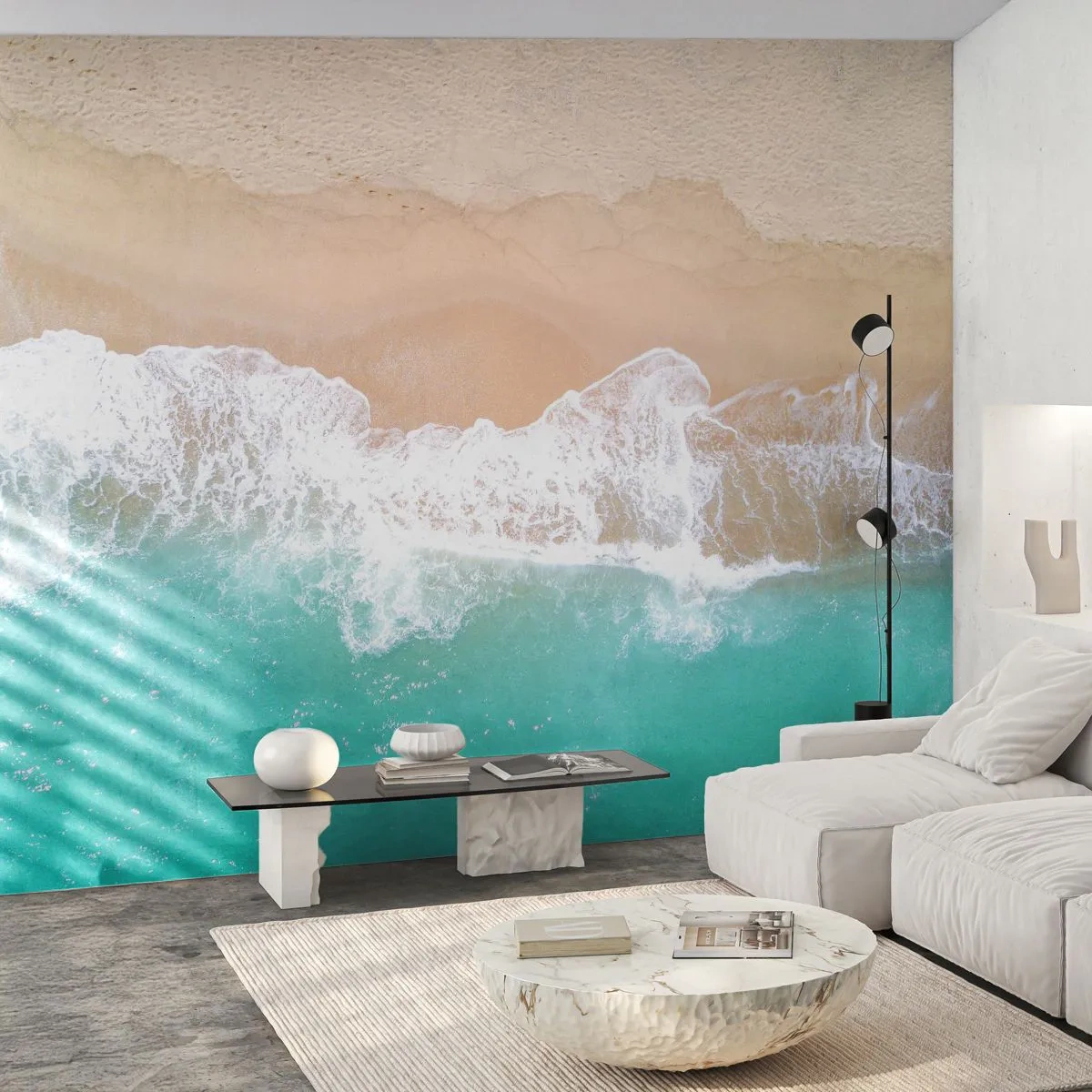 Fototapet Premium Sand - Smekande beröring - Landskap, Havsvåg, Strand - 100x70 cm