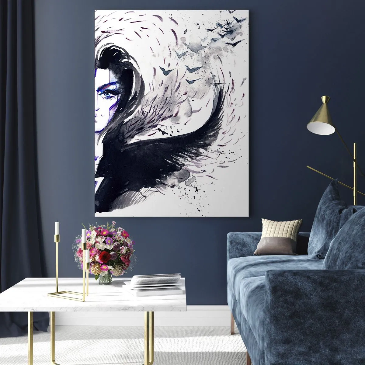 Glastavla - Bild på glas - Demonisk och vacker - 70x100 cm