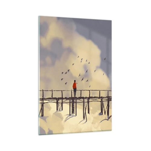 Glastavla - Bild på glas - Blå saknad - 80x120 cm