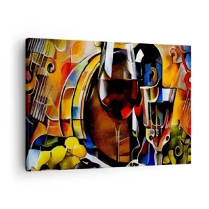 Canvastavla - Bild på duk - Abstrakt stilleben med glasögon och instrument - 70x50cm - Så blir världen färgglad - Modern väggdekoration för vardagsrum och sovrum ARTTOR