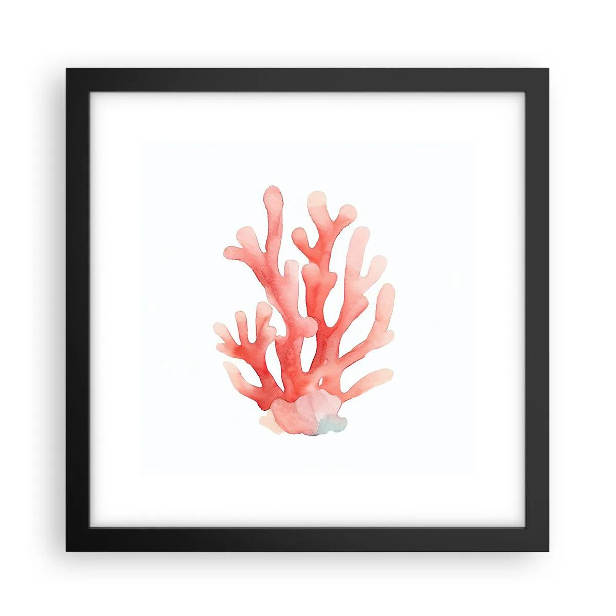 Affisch i svart ram - Korallfärgad korall - 30x30 cm