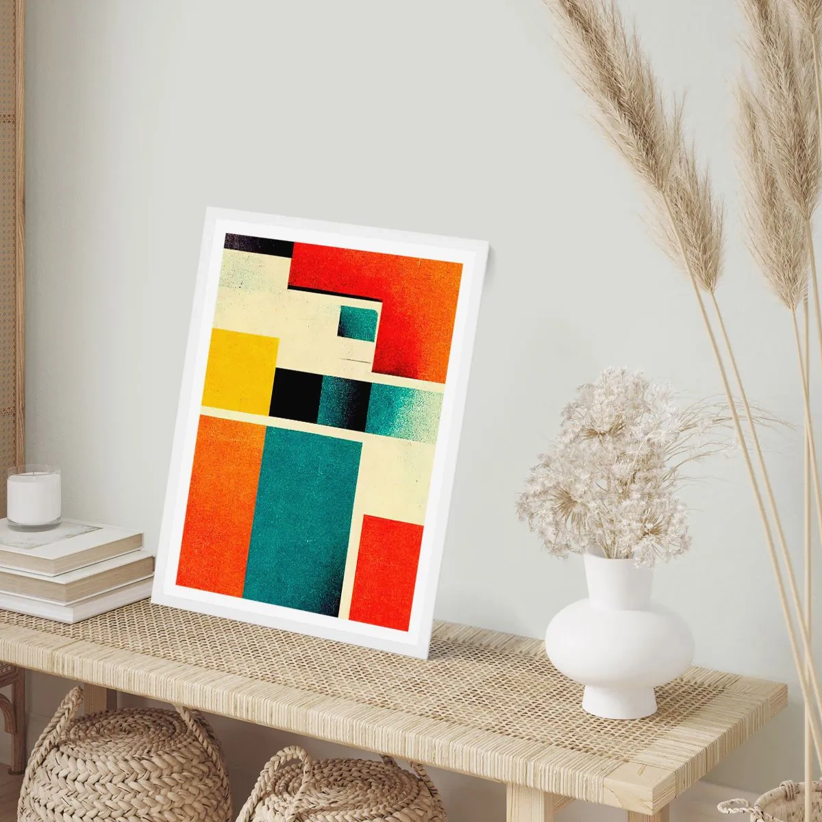 Affisch i vit ram - Geometrisk abstraktion - bra energi - 70x100 cm