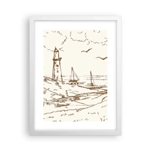 Affisch i vit ram - Sommarminnets kontur - 30x40 cm