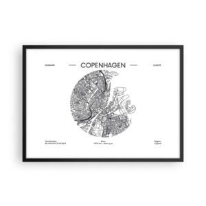 Affisch i svart ram - Köpenhamns anatomi - 70x50 cm