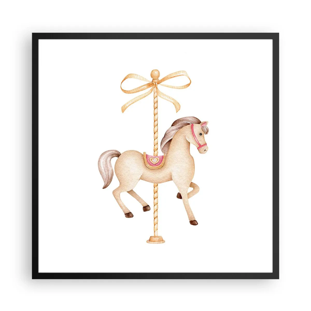 Affisch i svart ram - Med en graciös trav - 60x60 cm