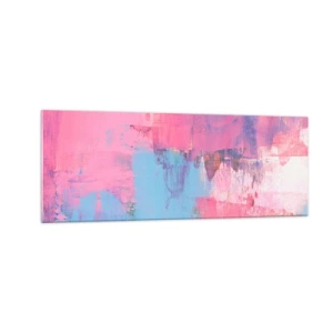 Glastavla - Bild på glas - Rosa, blått och en gnutta ljus - 140x50 cm