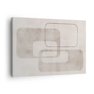 Canvastavla - Bild på duk - En minimalistisk komposition med rektanglar i beige nyanser mot en diskret bakgrund. - 70x50cm - Geometrisk fug - Modern väggdekoration för vardagsrum och sovrum ARTTOR