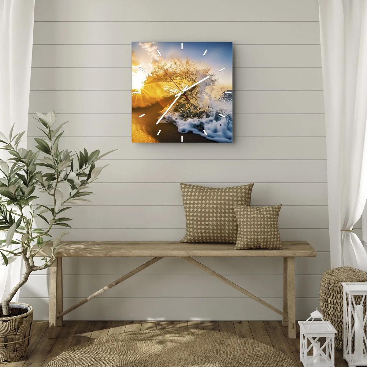 Väggklocka - Klocka på glas - Lek i sanden - 30x30 cm