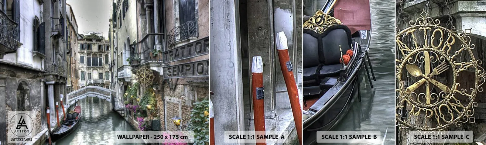 Fototapet Prov Standard Eco - Tyst begrundan sedan några sekel - Venedig, Stad, Arkitektur - 100x30 cm