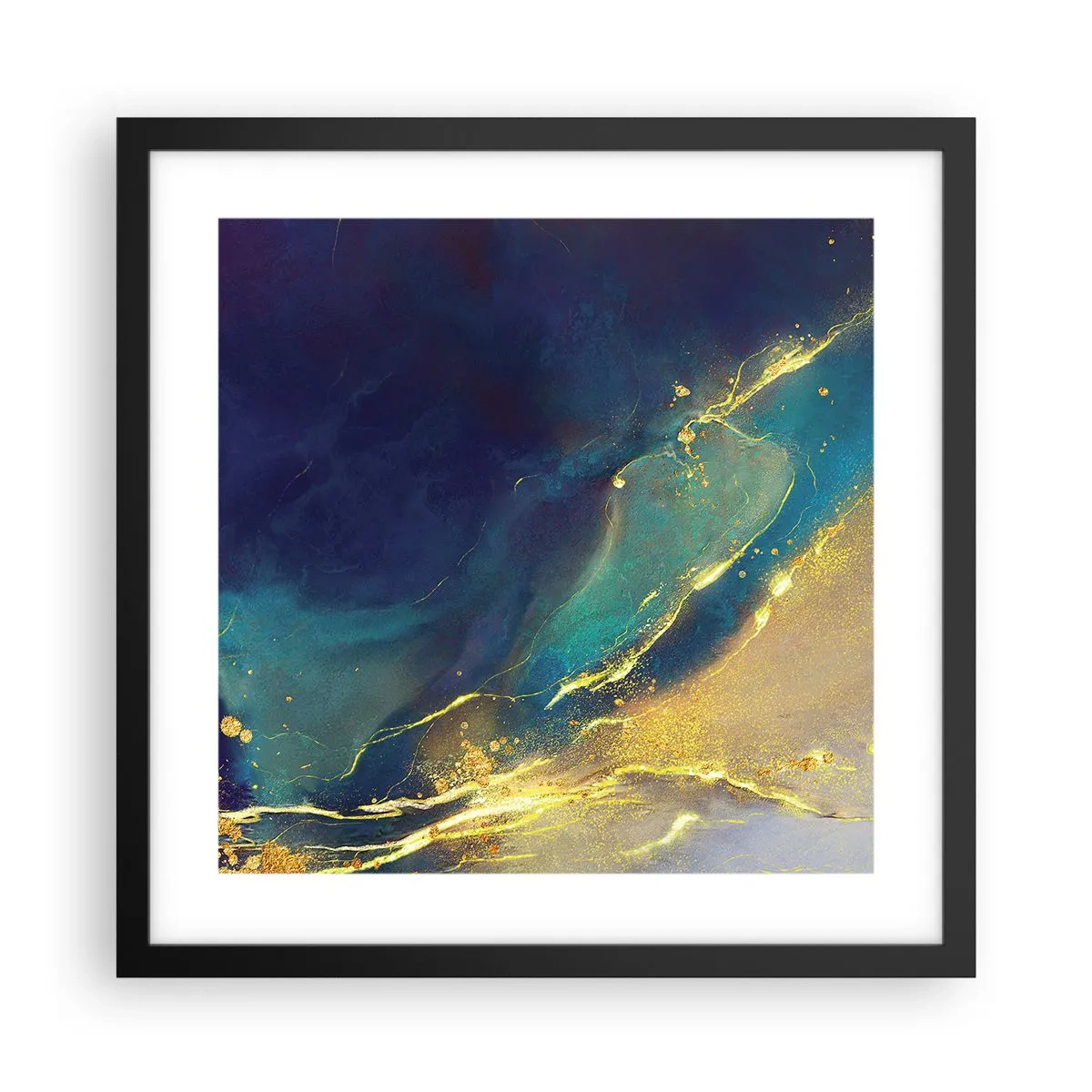 Affisch i svart ram - Utspillt guld - 40x40 cm