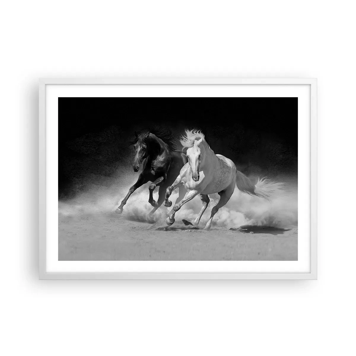 Affisch i vit ram - Frihetens galopp - 70x50 cm