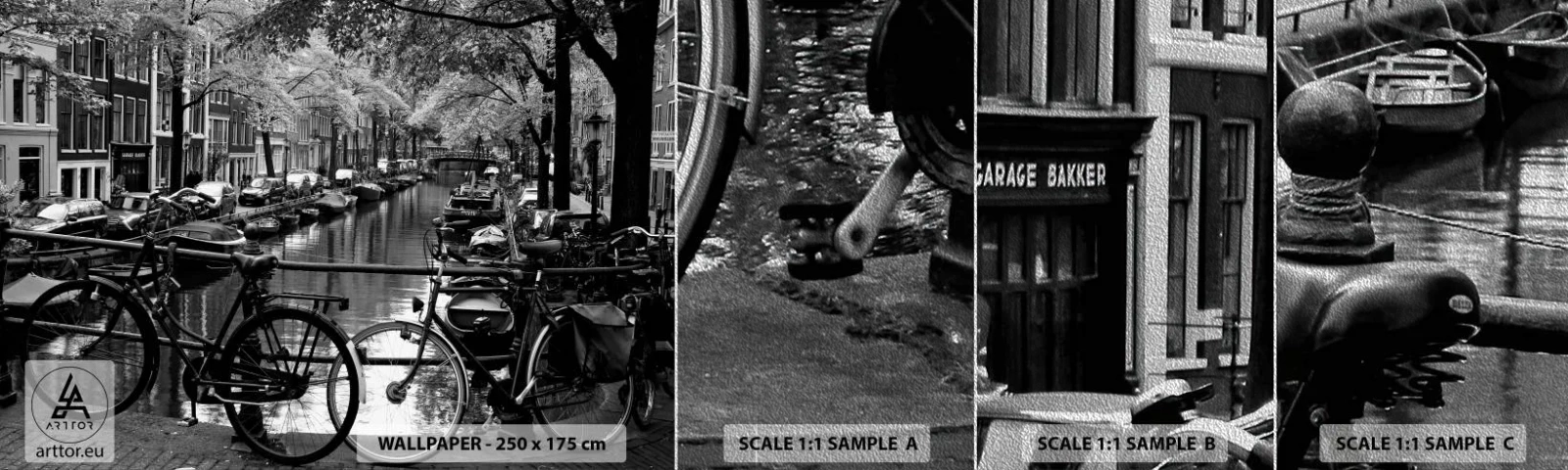 Provbit av fototapet Premium Sand - Mycket holländsk vy - amsterdam, Cykel, Arkitektur - 100x30 cm