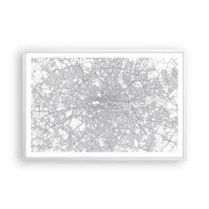 Affisch i vit ram - Karta över London-labyrinten - 91x61 cm