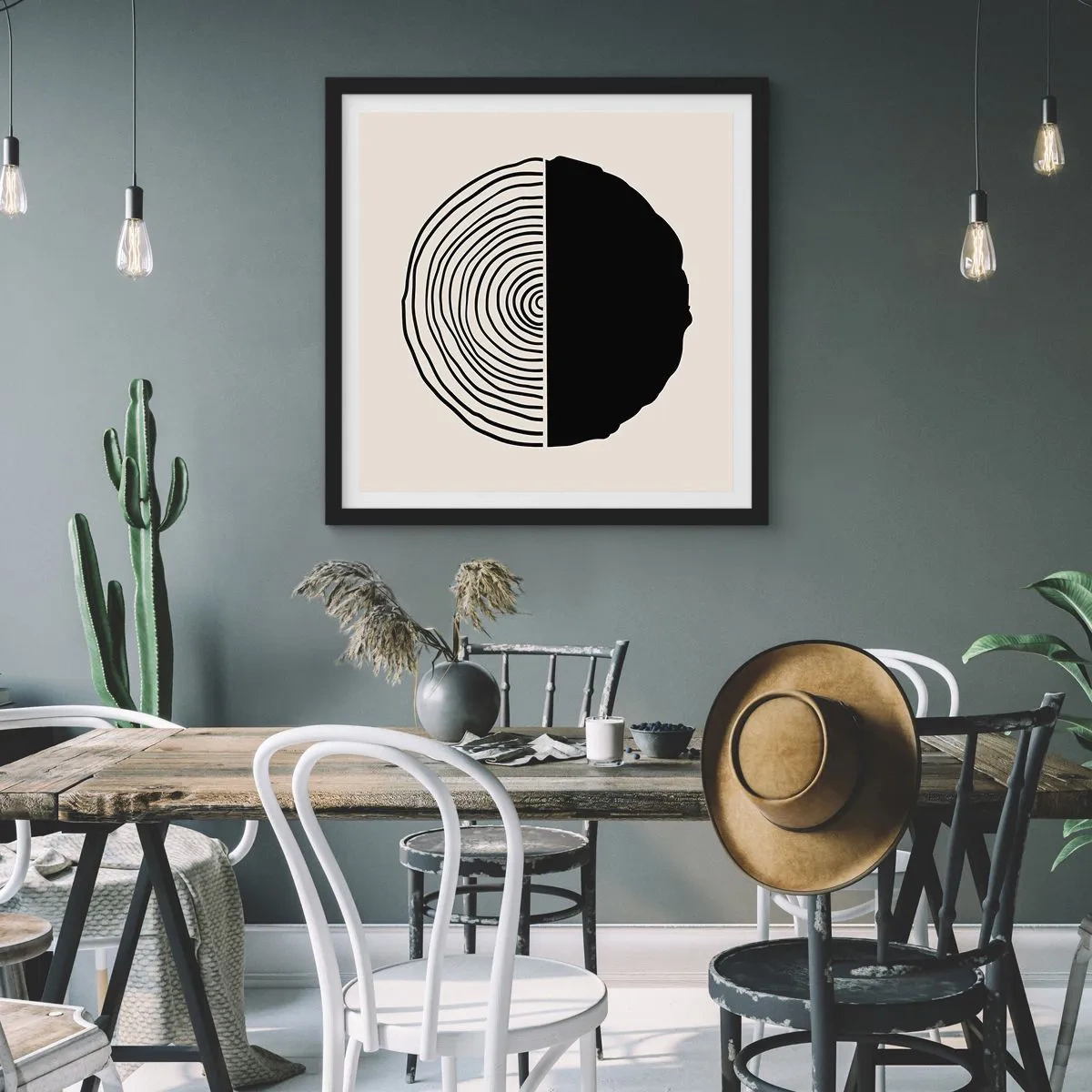 Affisch i svart ram - Hälften hälften - 50x50 cm