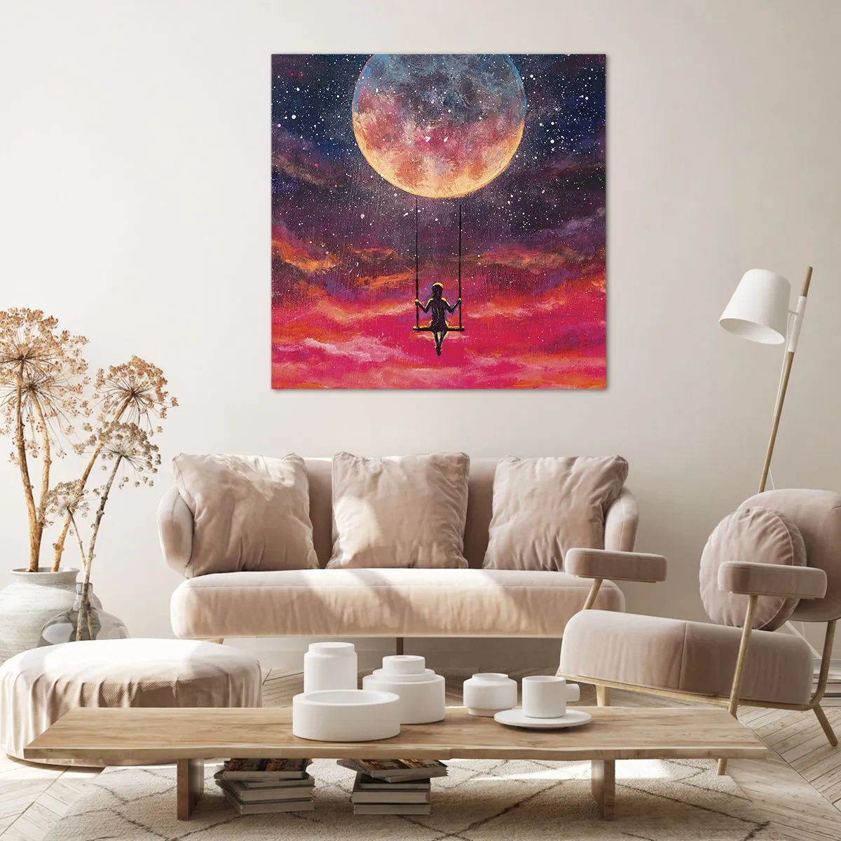 Canvastavla - Bild på duk - Sväva i molnen - 40x40 cm