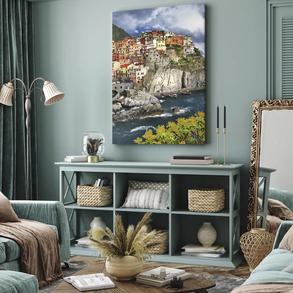 Canvastavla - Bild på duk - I bergets famn - 55x100 cm
