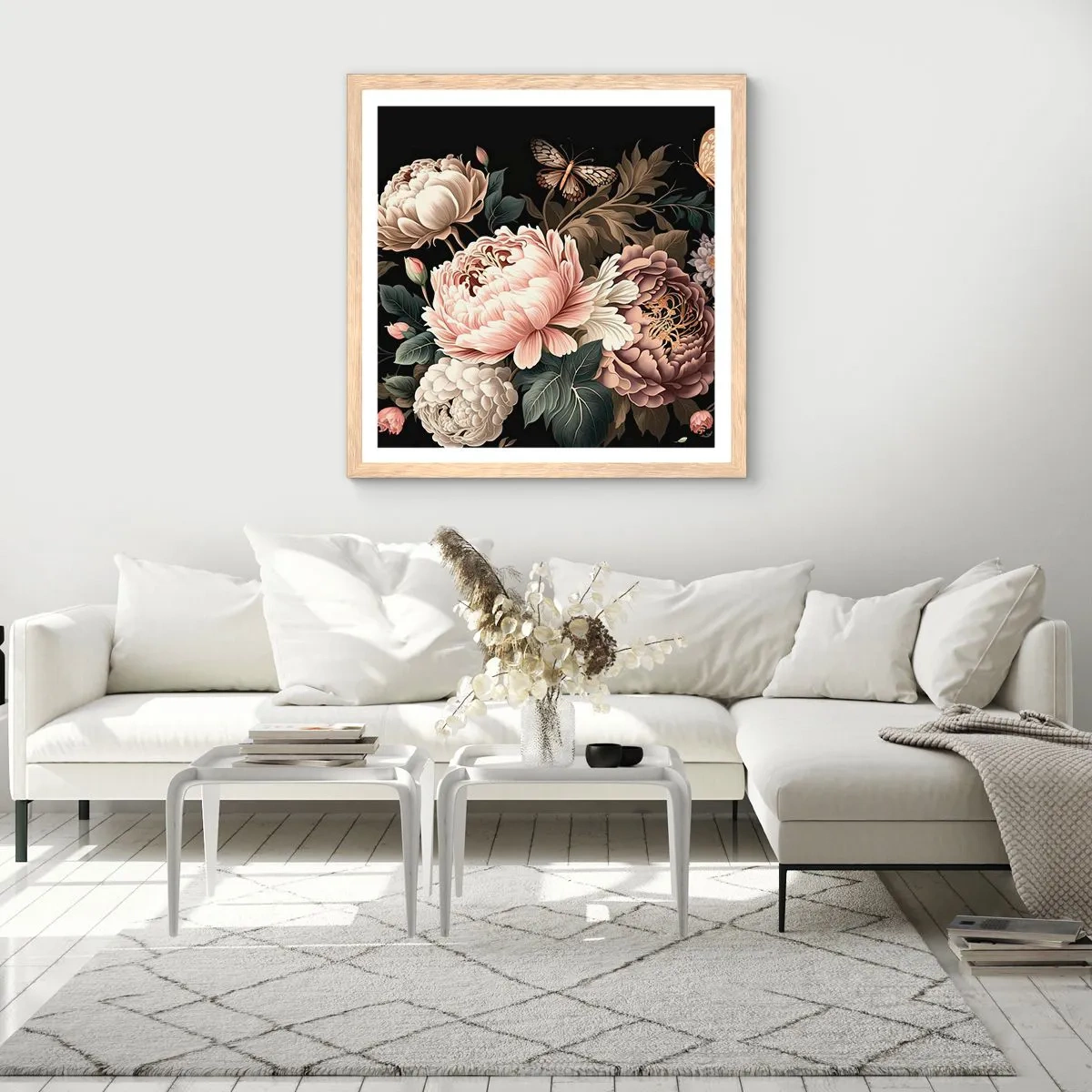 Affisch i ram av ljusek - I barockstil - 50x50 cm
