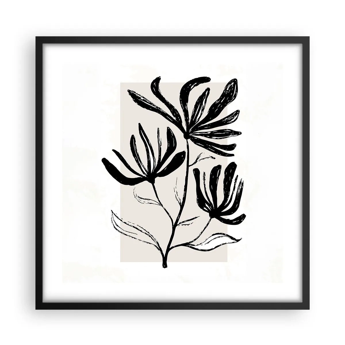 Affisch i svart ram - Skiss för ett herbarium - 50x50 cm