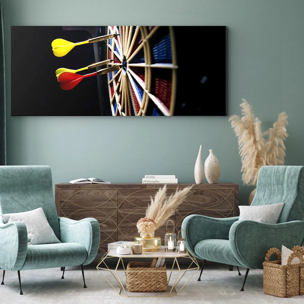 Canvastavla - Bild på duk - Mitt i prick - 100x40 cm