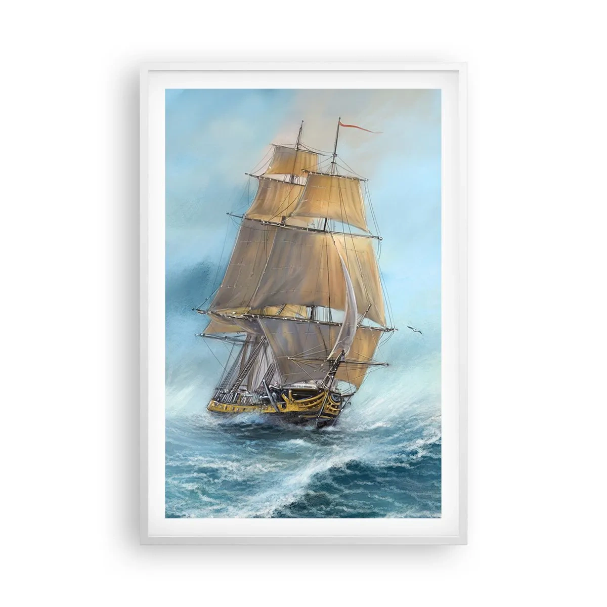 Affisch i vit ram - Vinkande genom vågorna - 61x91 cm